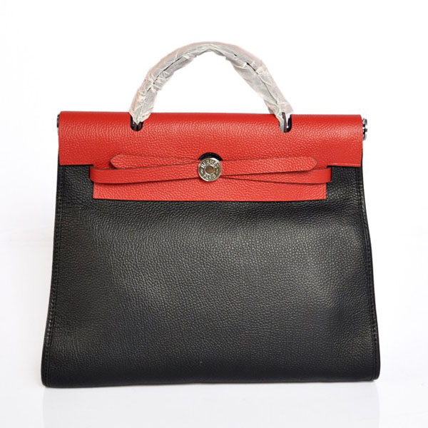 7A Replica Hermes Black/Red Red Kelly 32cm Togo Leather Bag 1689 - Click Image to Close